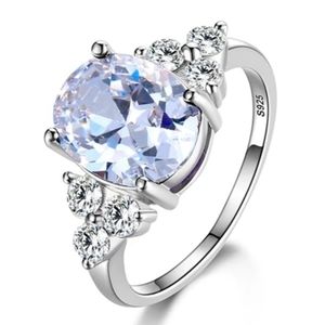 Sterling silver white cz diamond ring